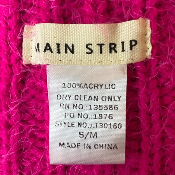 Main Strip On/Off Shoulder Chunky Knit Barbiecore Sweater Slouchy Oversized-S/M - Picture 12 of 12